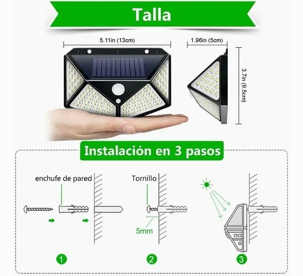 Lampara Solar Impermeable 3 Modos